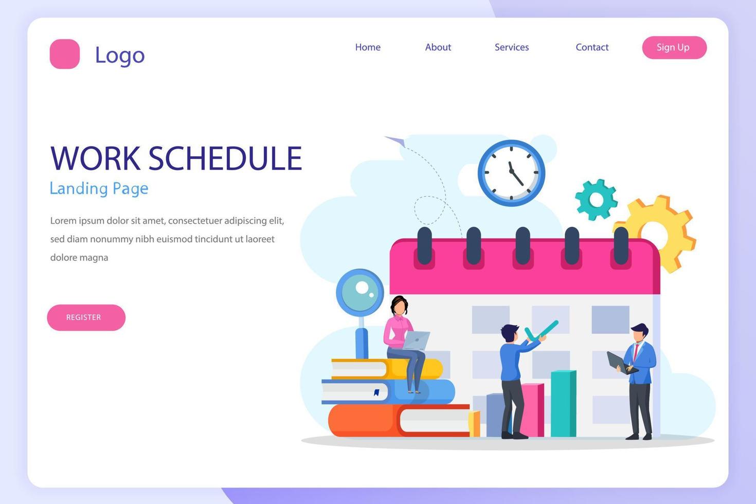 Work Schedule landing page website flat vector template