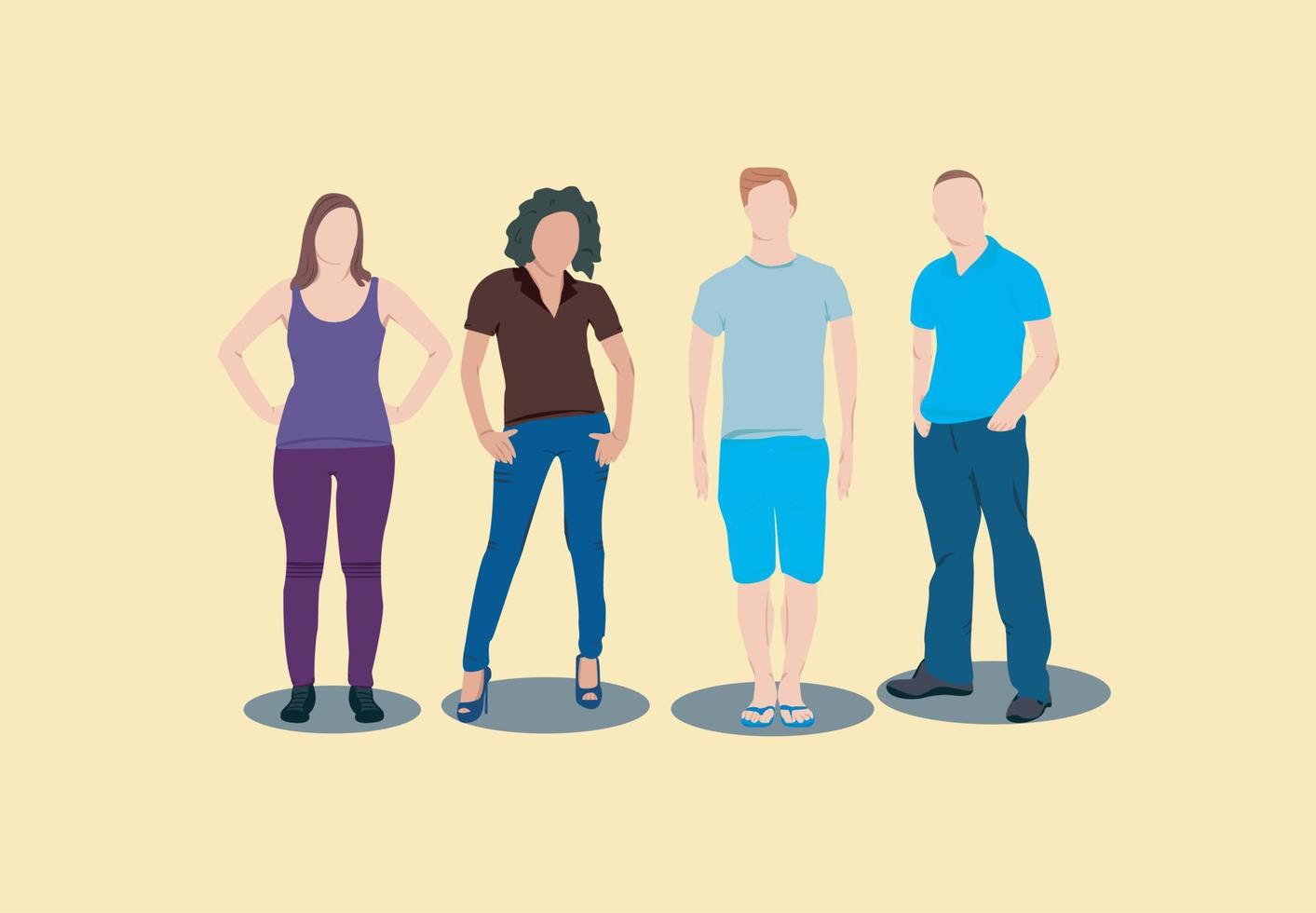 personaje de ilustración de 4 personas con estilo vector