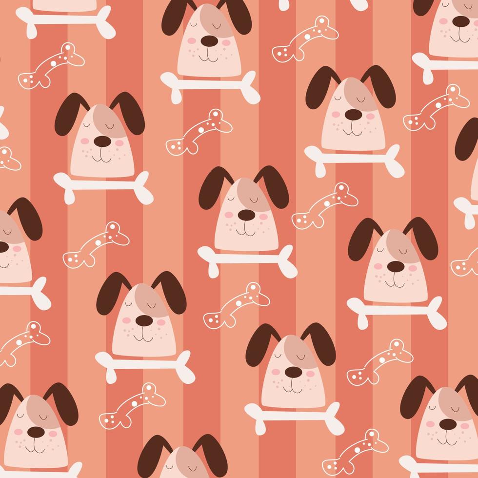 Seamless pattern with cute dog heads perfect for wrapping paper vector