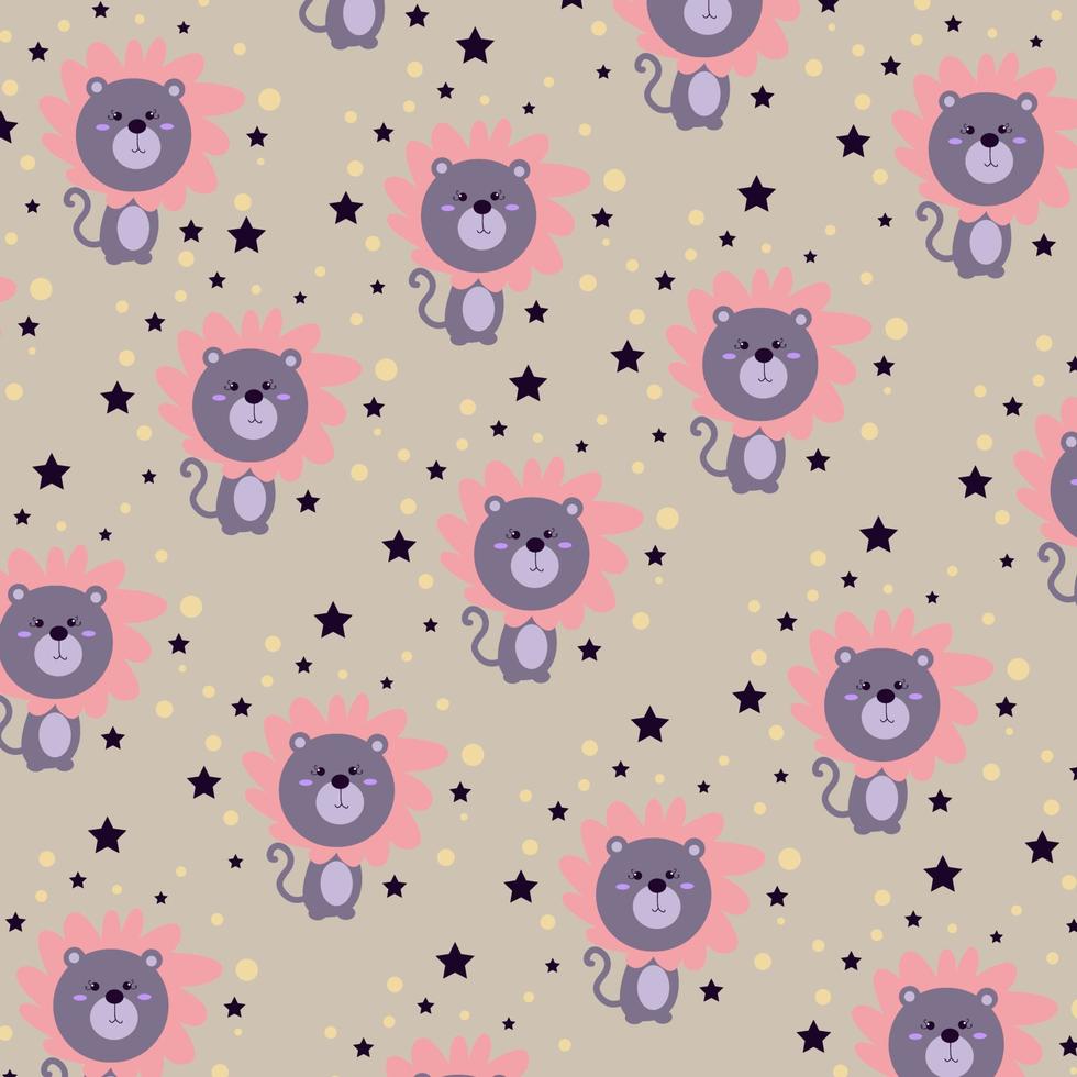 Seamless pattern with cute lion animal perfect for wrapping paper vector