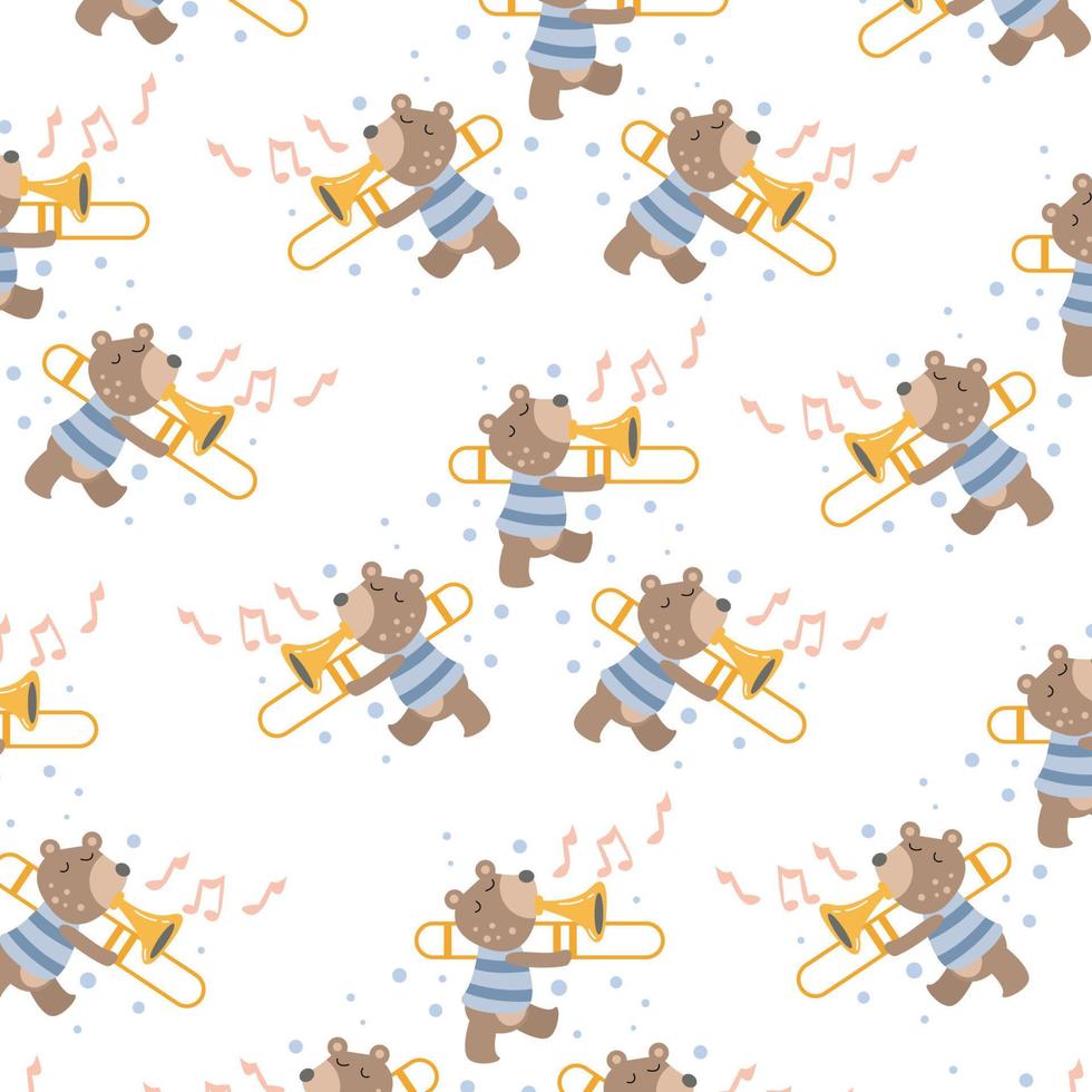 Seamless pattern with cute bears perfect for wrapping paper vector