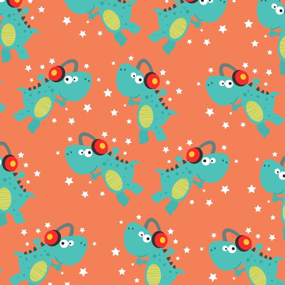 Seamless pattern with cute dinosaur animals suitable for kids clothes vector