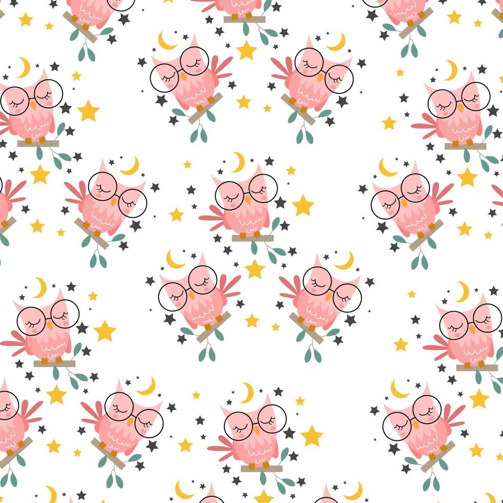 Seamless pattern with cute owl animal perfect for wrapping paper vector