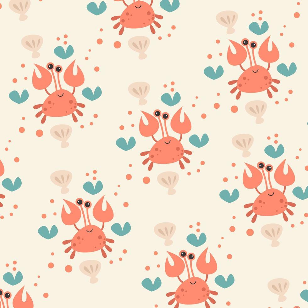 Seamless pattern with cute crab animals perfect for wrapping paper vector