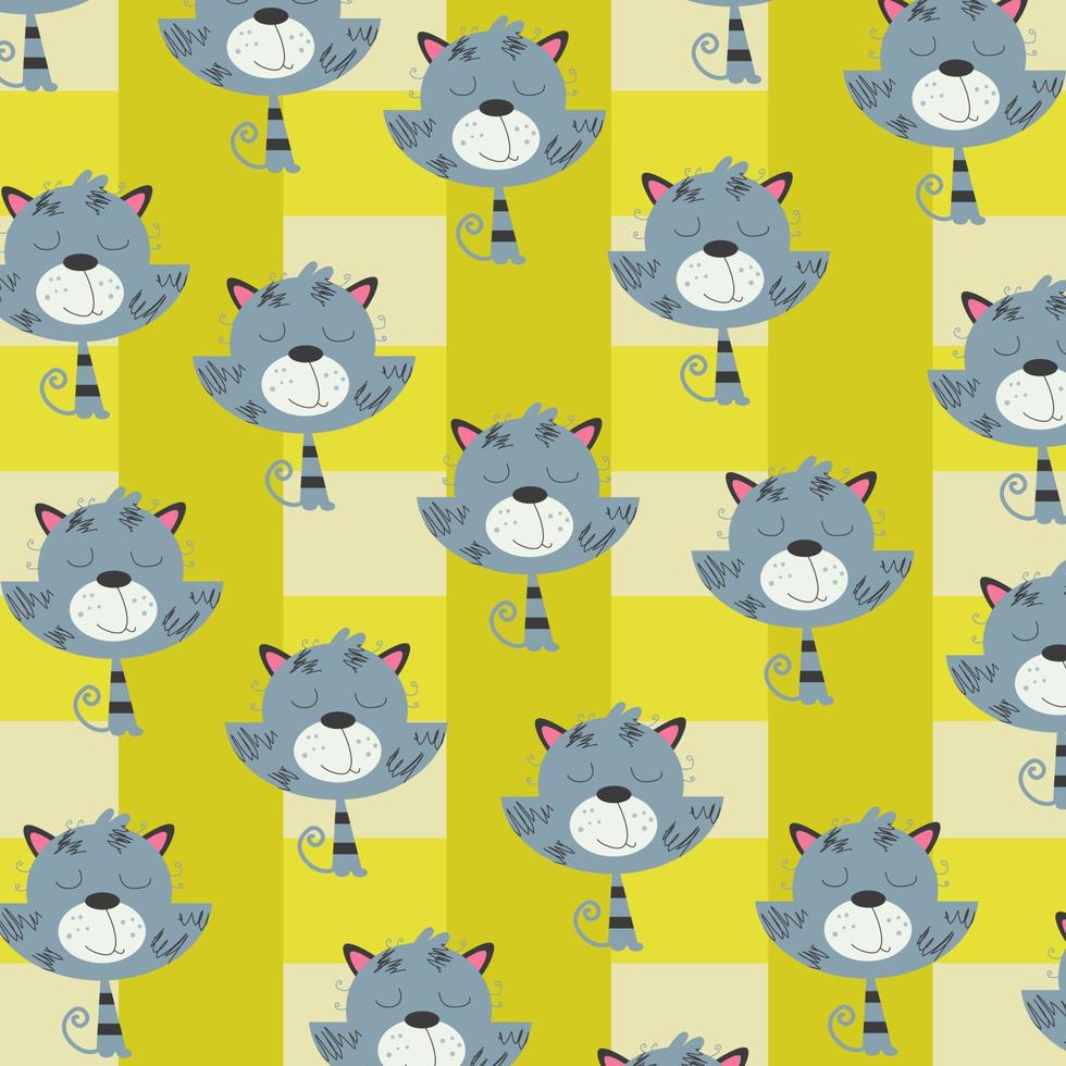 Seamless pattern with cute cat animals perfect for wrapping paper vector