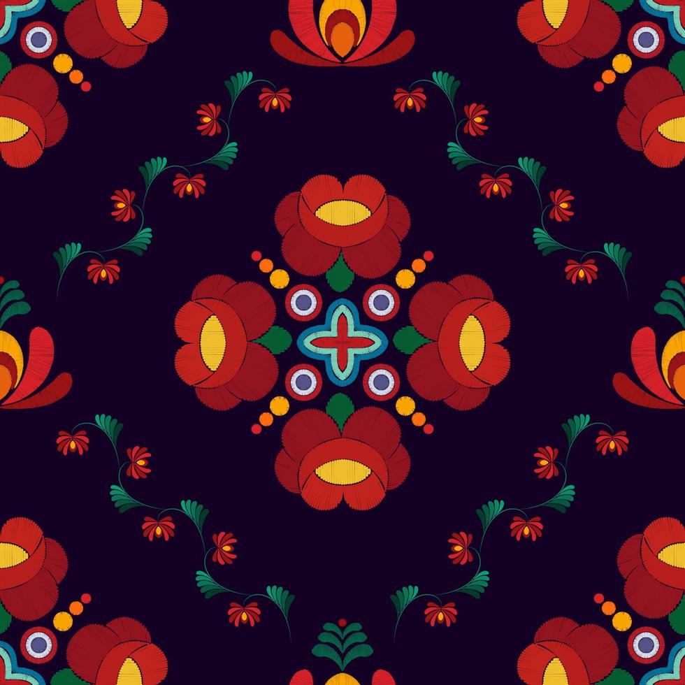 Ikat ethnic seamless pattern decoration design. Aztec fabric carpet boho mandalas textile decor wallpaper. Tribal native motif flower ornaments traditional embroidery vector illustrated background