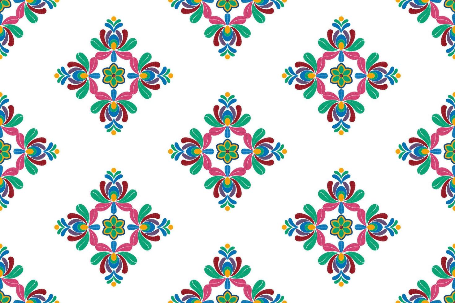 Ikat ethnic seamless pattern decoration design. Aztec fabric carpet boho mandalas textile decor wallpaper. Tribal native motif flower ornaments traditional embroidery vector illustrated background