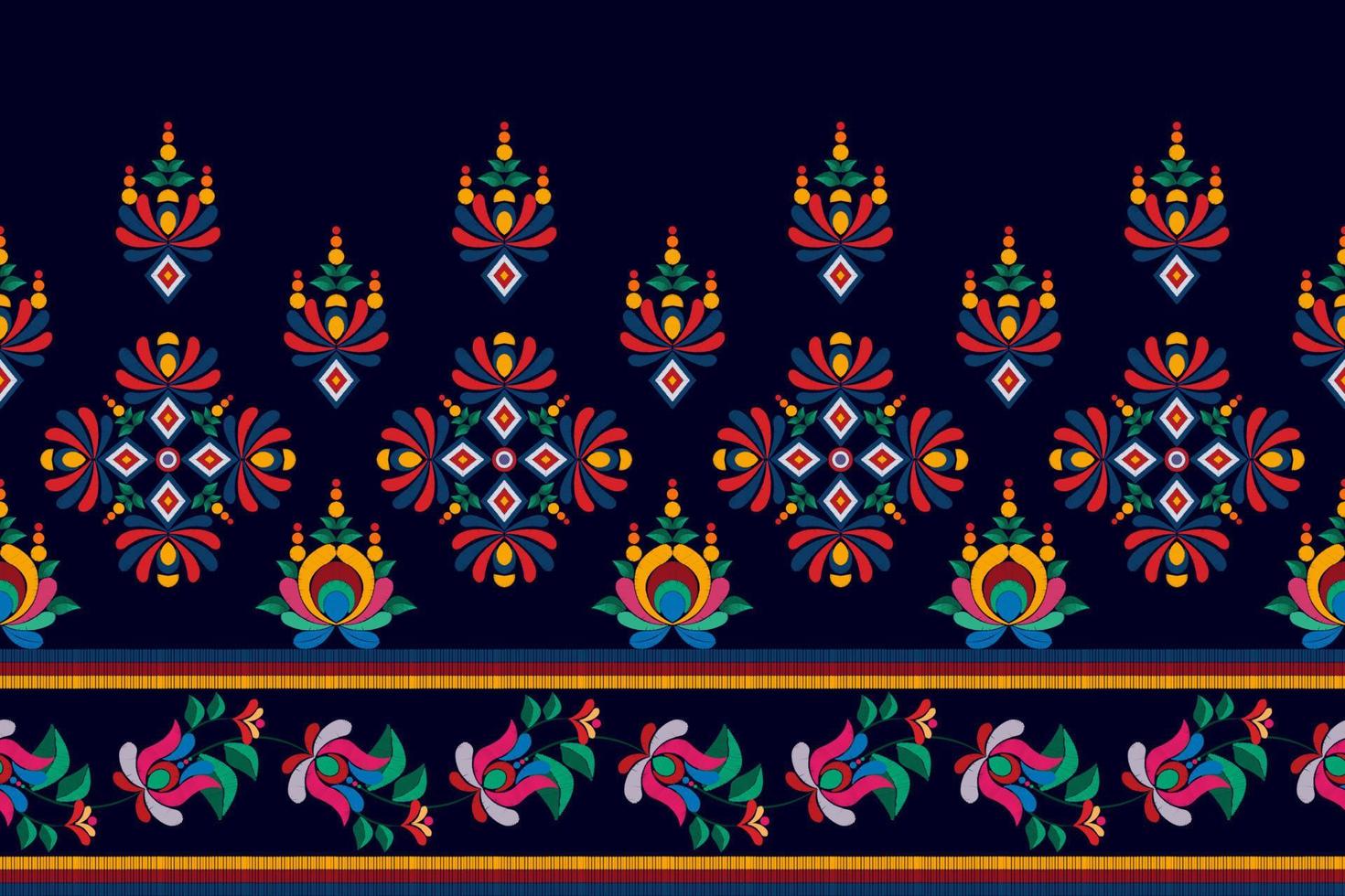 Ikat ethnic seamless pattern decoration design. Aztec fabric carpet boho mandalas textile decor wallpaper. Tribal native motif flower ornaments traditional embroidery vector illustrated background