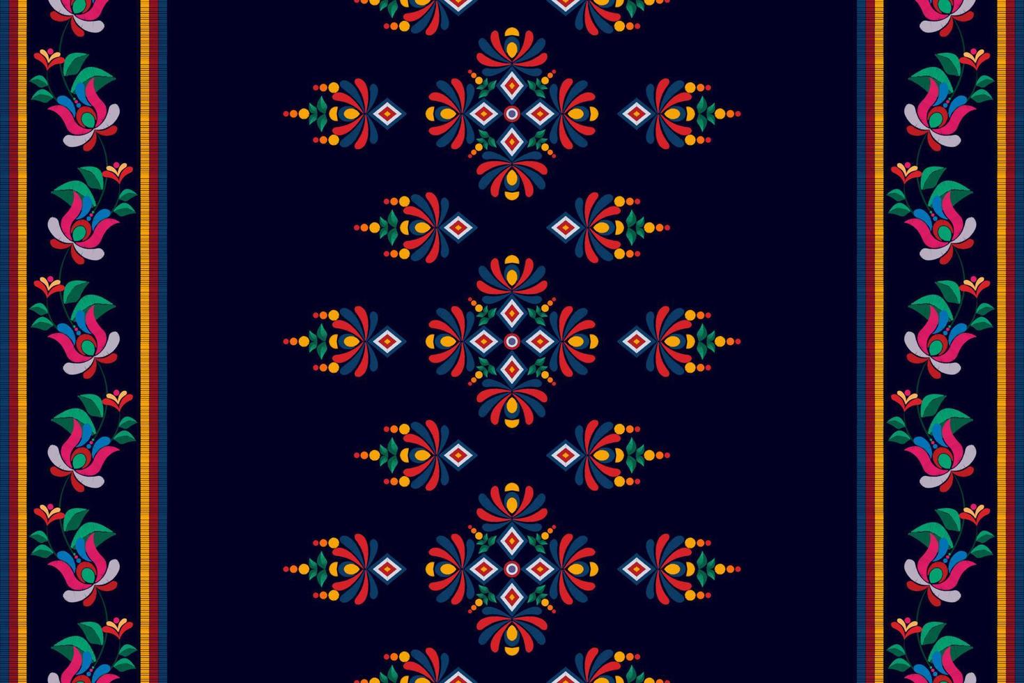 Ikat ethnic seamless pattern decoration design. Aztec fabric carpet boho mandalas textile decor wallpaper. Tribal native motif flower ornaments traditional embroidery vector illustrated background