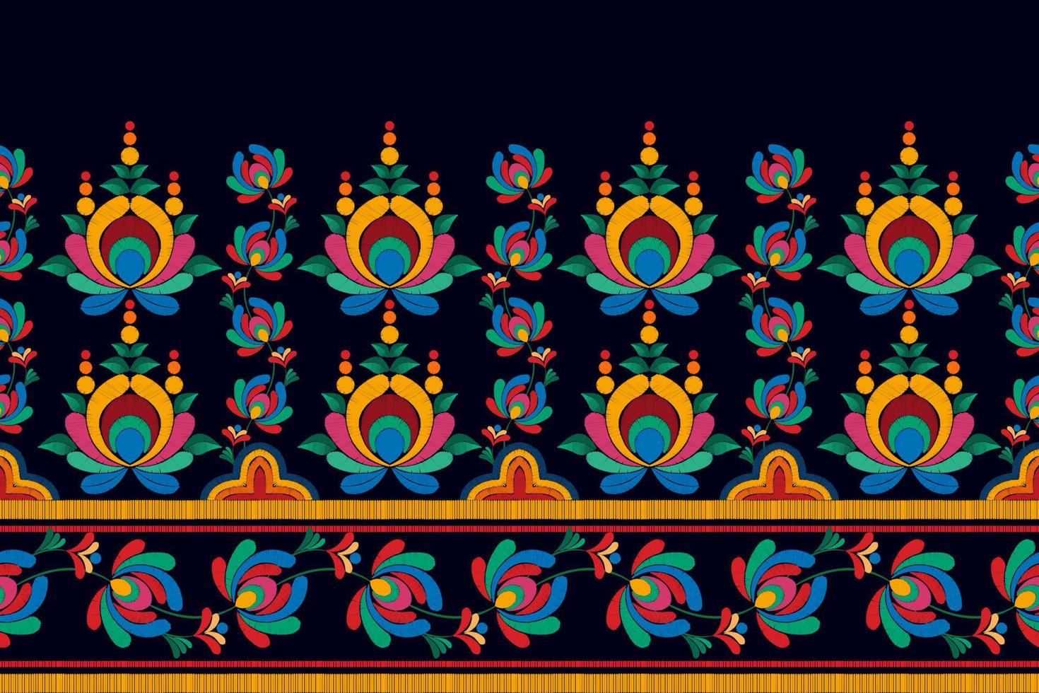 Ikat ethnic seamless pattern decoration design. Aztec fabric carpet boho mandalas textile decor wallpaper. Tribal native motif flower ornaments traditional embroidery vector illustrated background