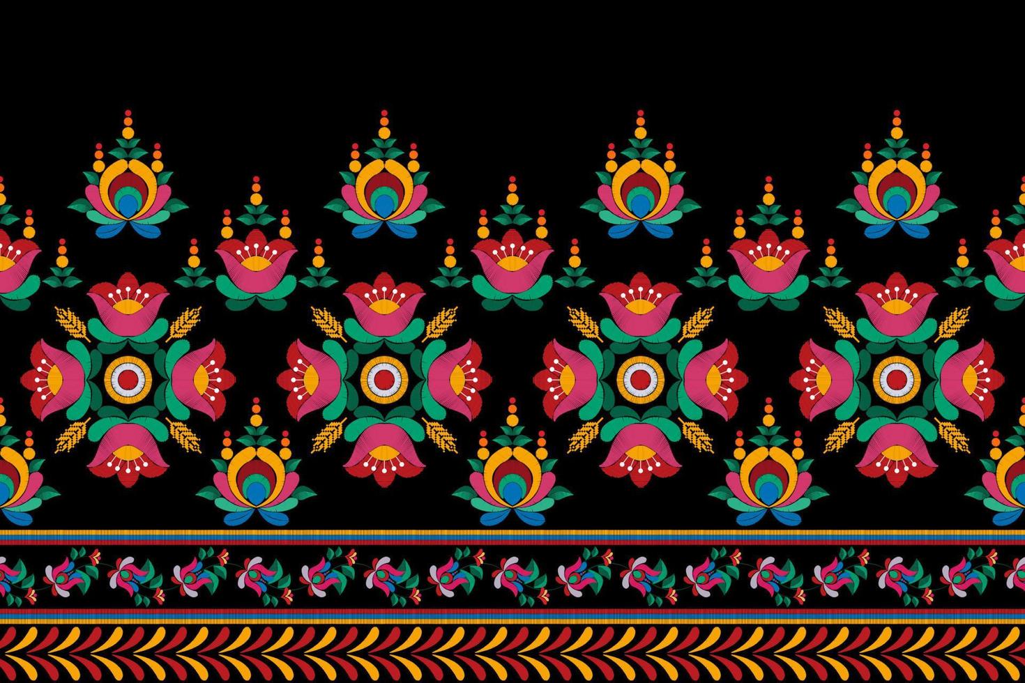 Ikat ethnic seamless pattern decoration design. Aztec fabric carpet boho mandalas textile decor wallpaper. Tribal native motif flower ornaments traditional embroidery vector illustrated background