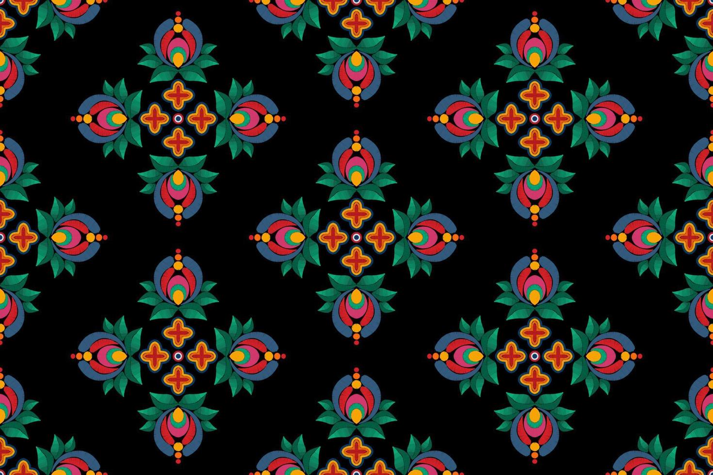 Ikat ethnic seamless pattern decoration design. Aztec fabric carpet boho mandalas textile decor wallpaper. Tribal native motif flower ornaments traditional embroidery vector illustrated background