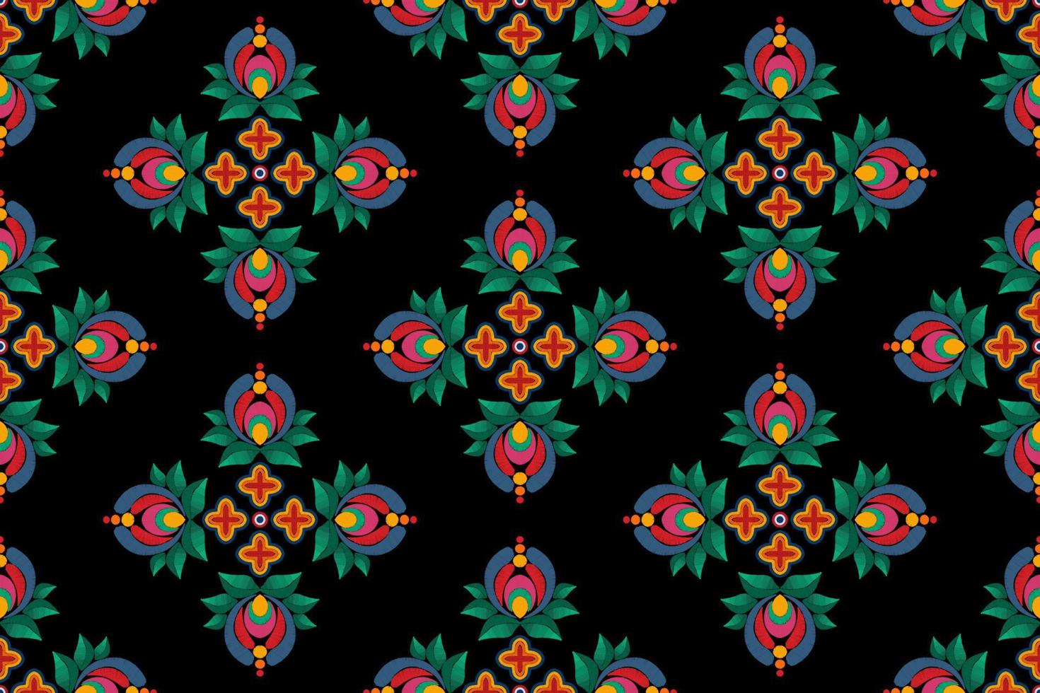 Ikat ethnic seamless pattern decoration design. Aztec fabric carpet boho mandalas textile decor wallpaper. Tribal native motif flower ornaments traditional embroidery vector illustrated background