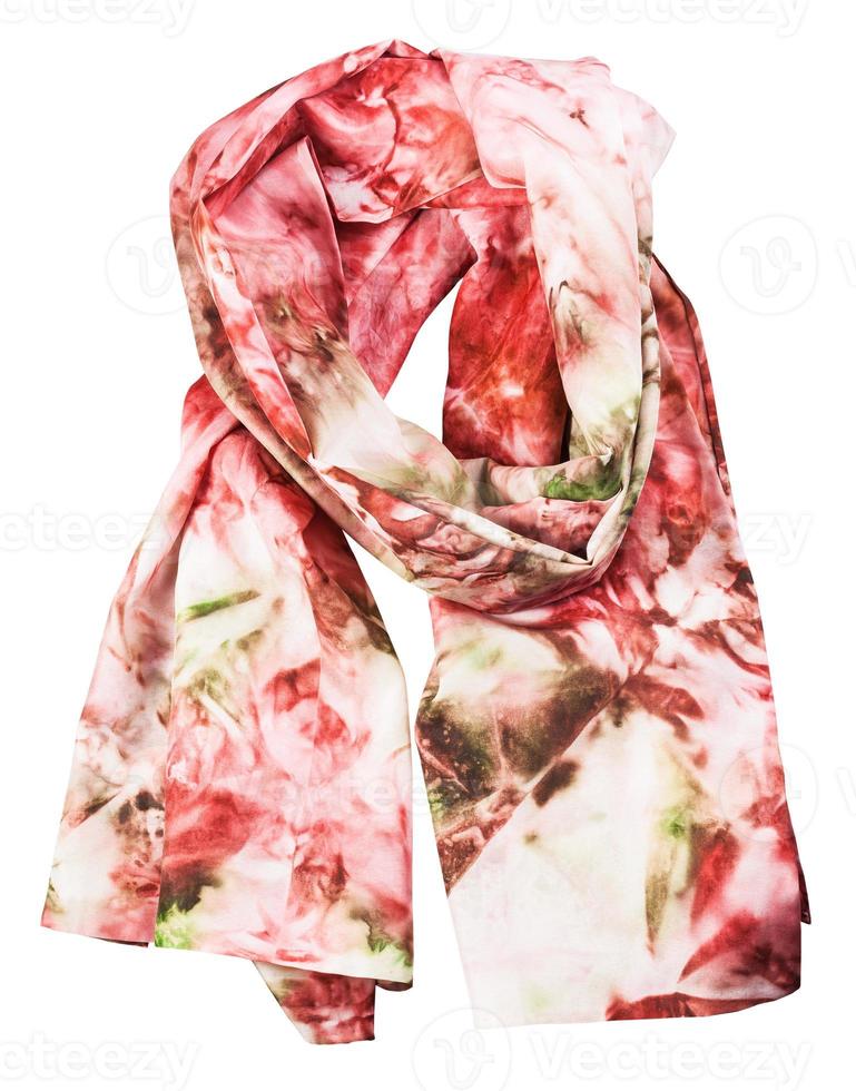 wrapped silk scarf with abstract red pattern photo