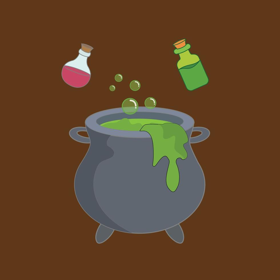 witch cauldron and witch potion vector illustration