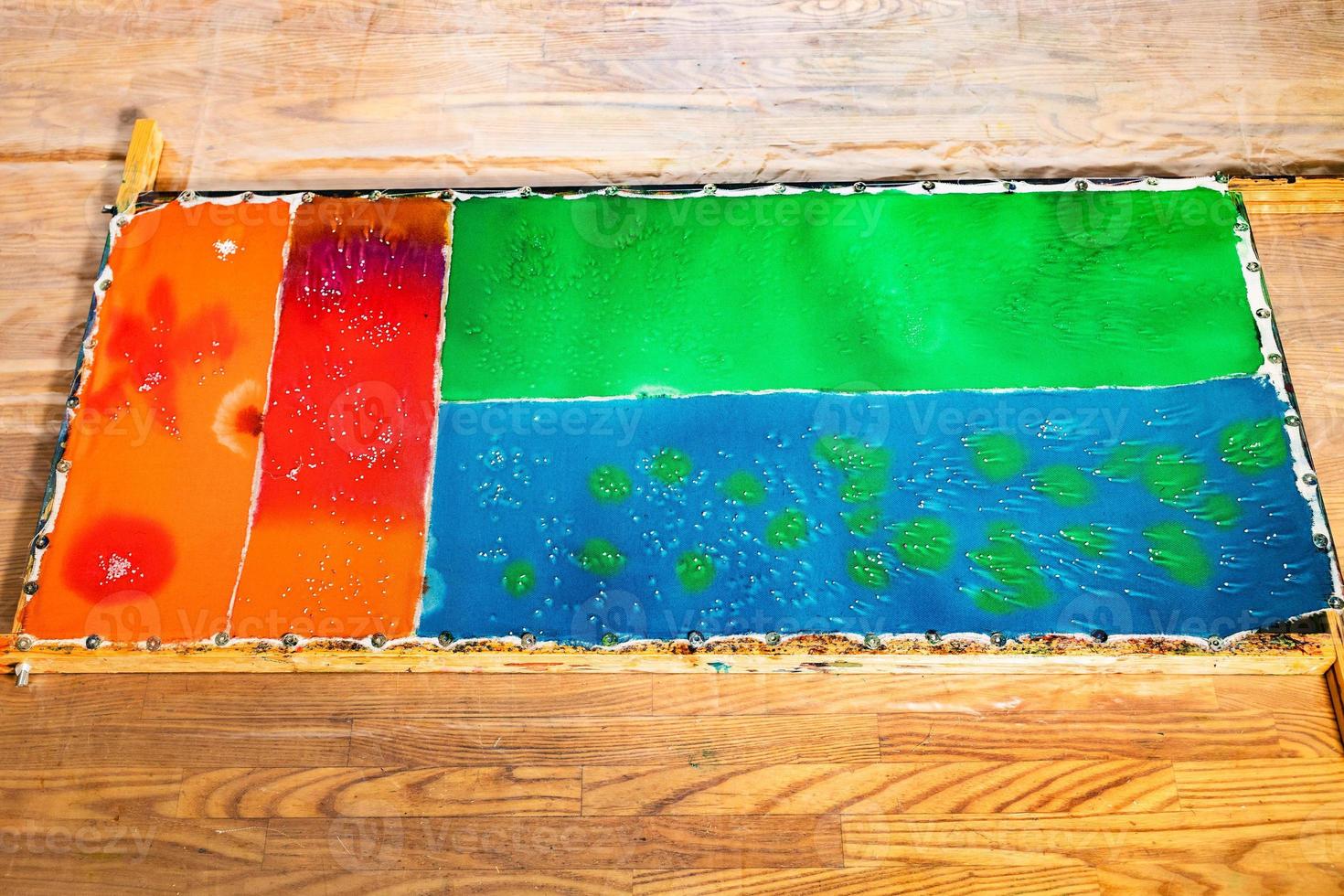 handpainted fabric in batik technique on frame photo
