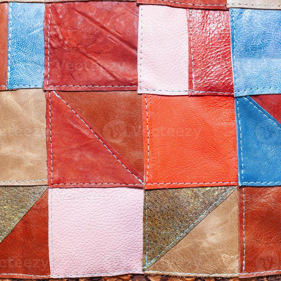 patchwork pattern from various leather pieces photo