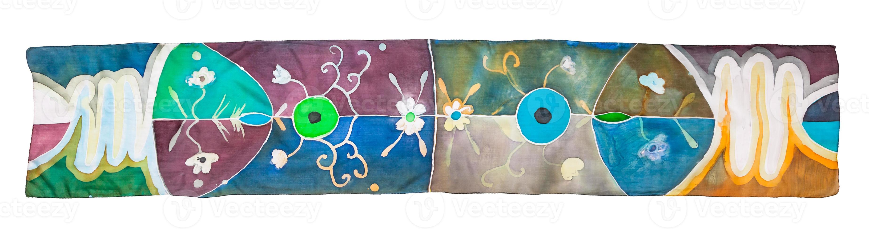 top view of batik silk scarf with floral pattern photo