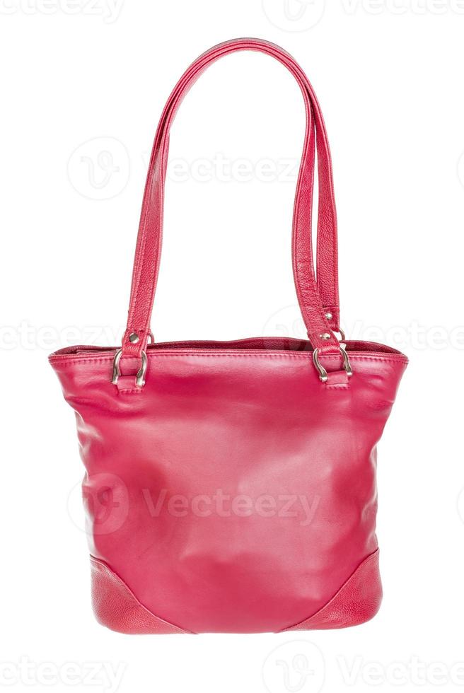 handmade red leather female handbag isolated photo