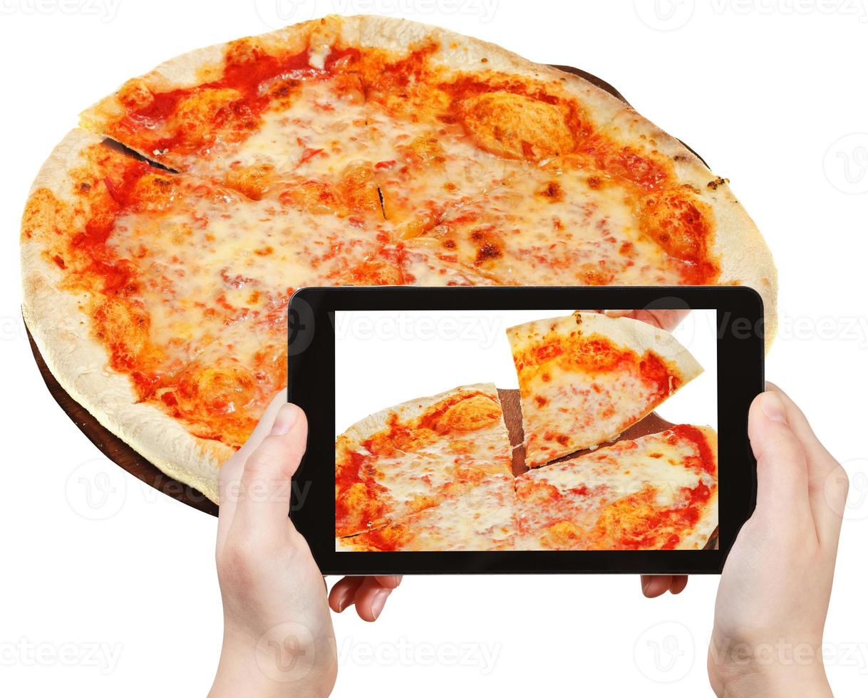 tourist photographs of italian pizza Margherita photo
