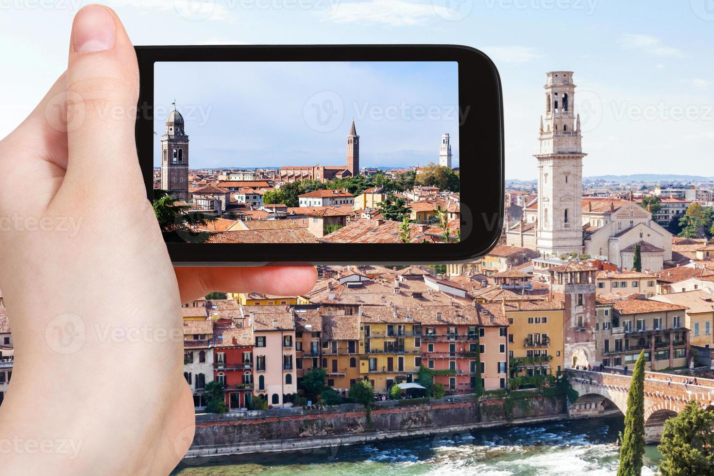 tourist photographs Verona city skyline photo