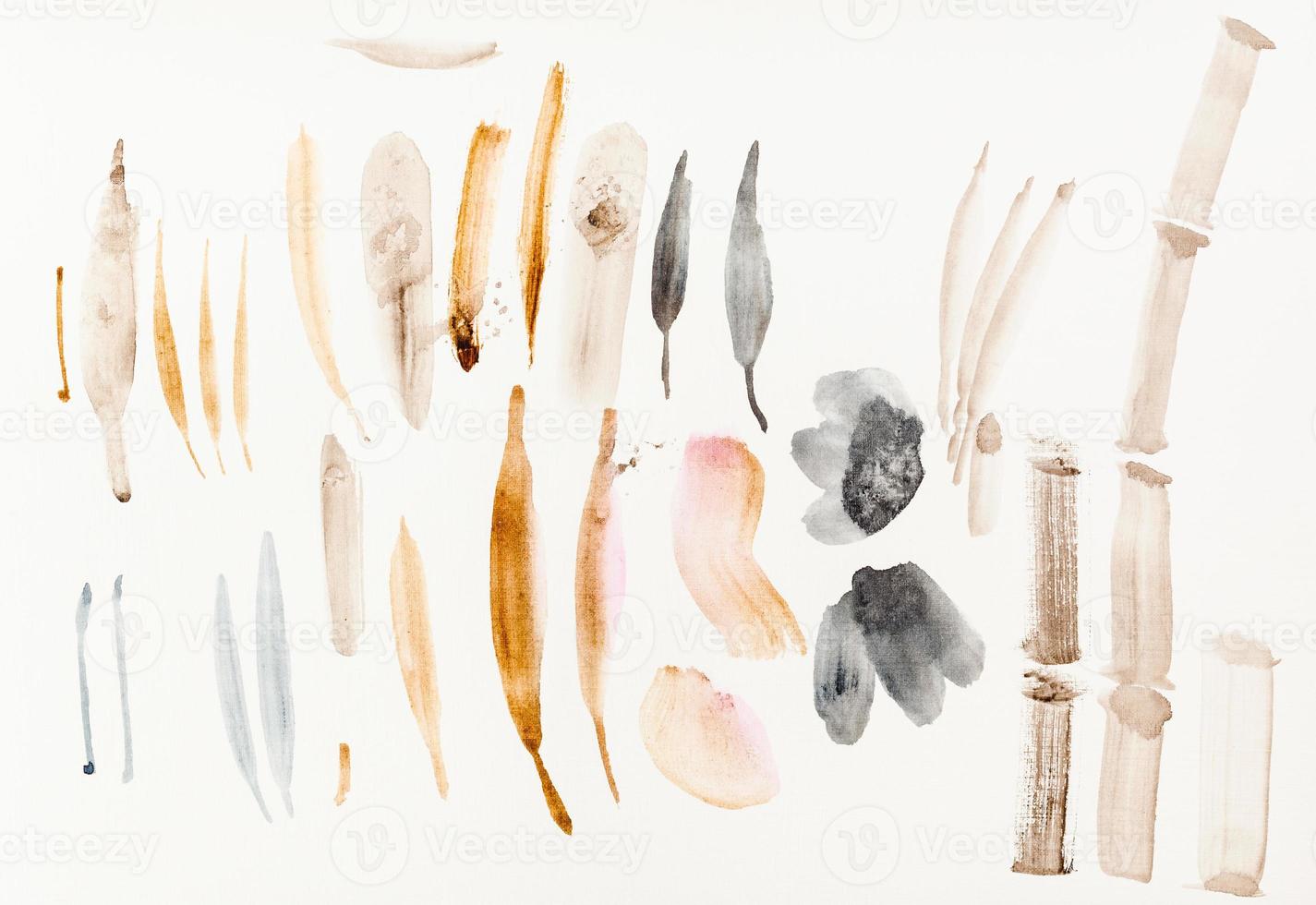 sketches of bamboo leaves drawn by watercolors photo