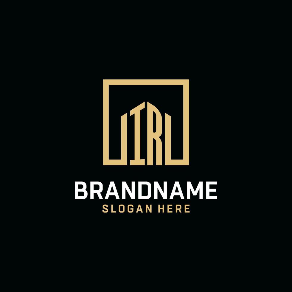 IR initial monogram logo design with square shape design ideas vector