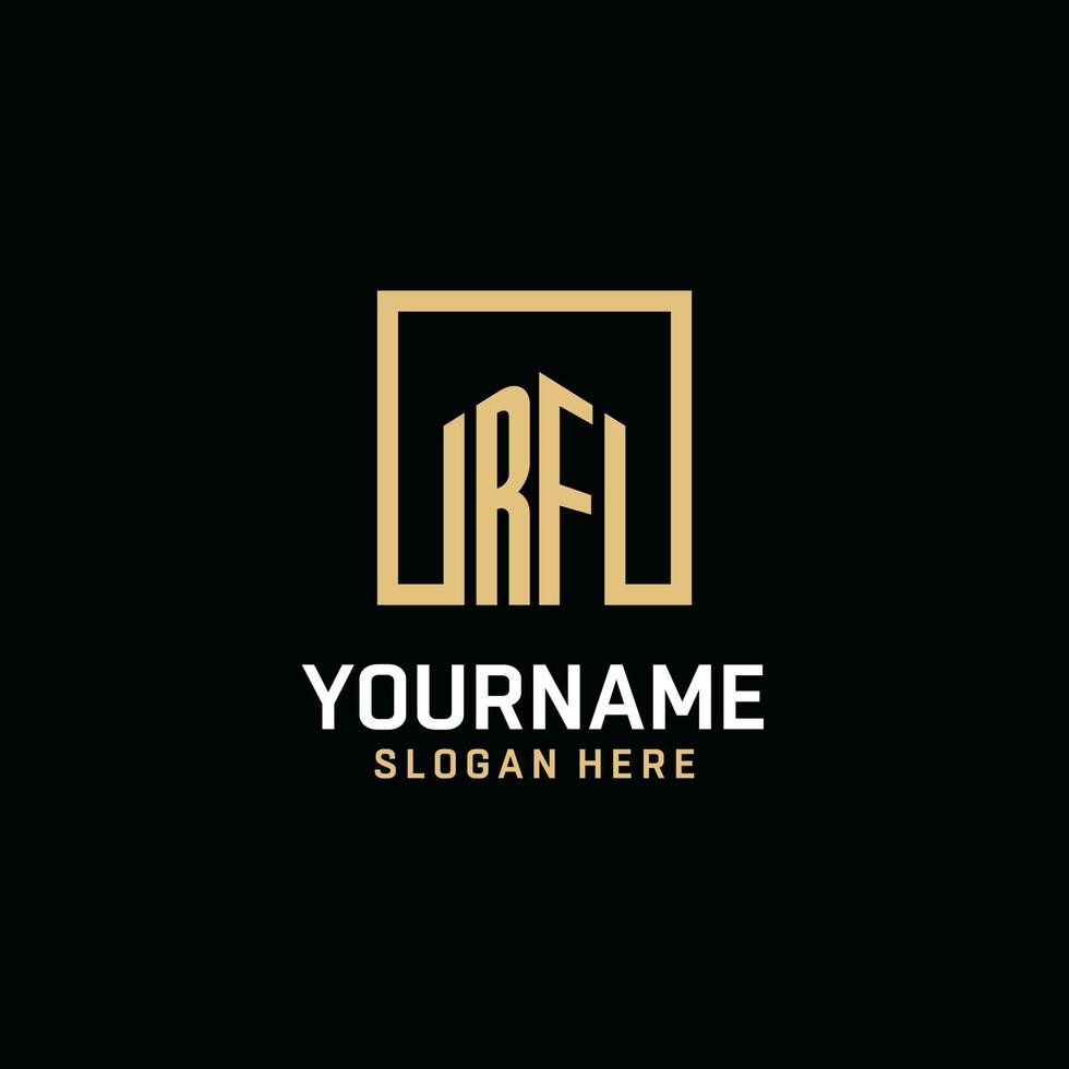 RF initial monogram logo design with square shape design ideas vector