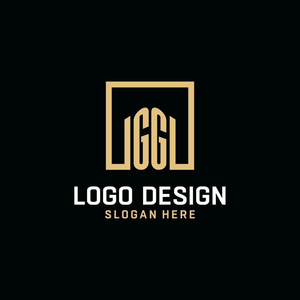 GG initial monogram logo design with square shape design ideas vector