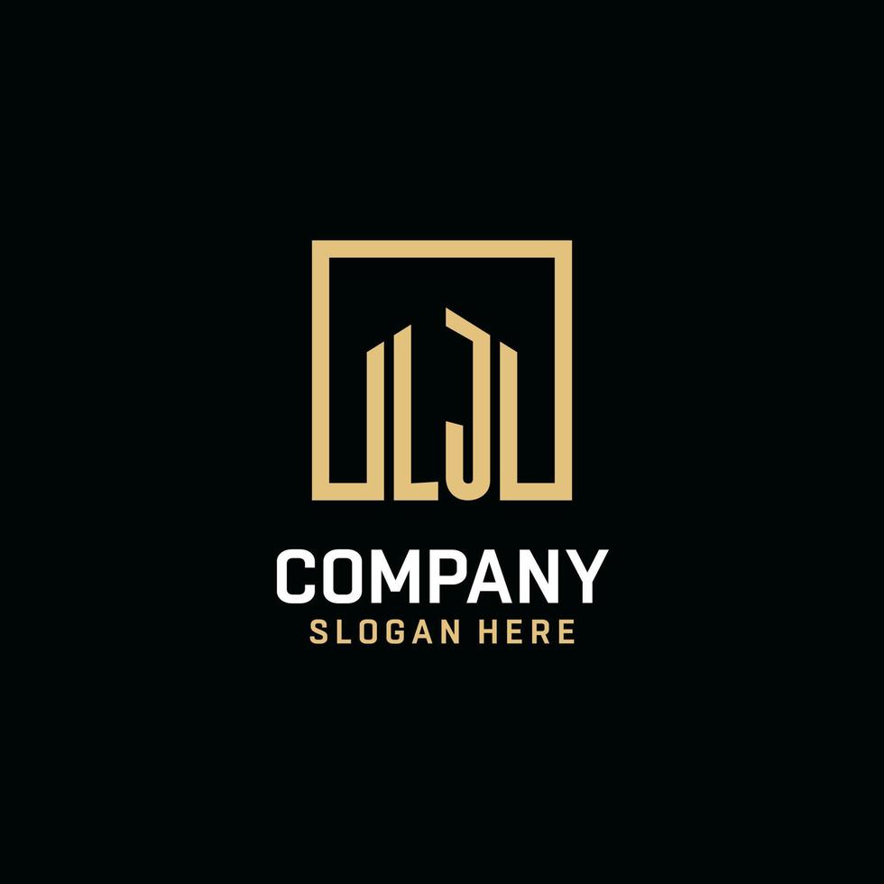 LJ initial monogram logo design with square shape design ideas vector