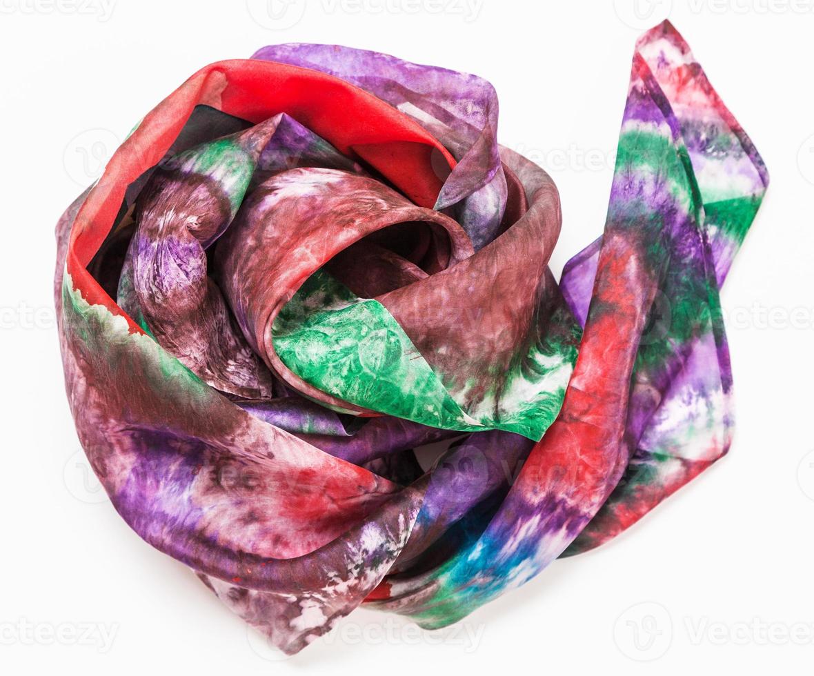 crumpled headscarf with abstract pattern on white photo