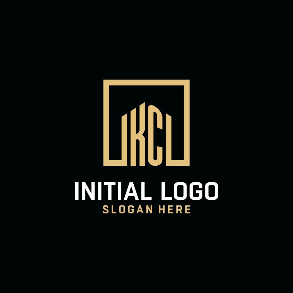 KC initial monogram logo design with square shape design ideas vector