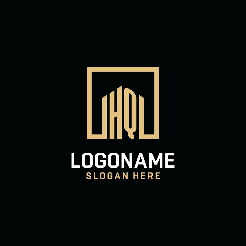 HQ initial monogram logo design with square shape design ideas vector