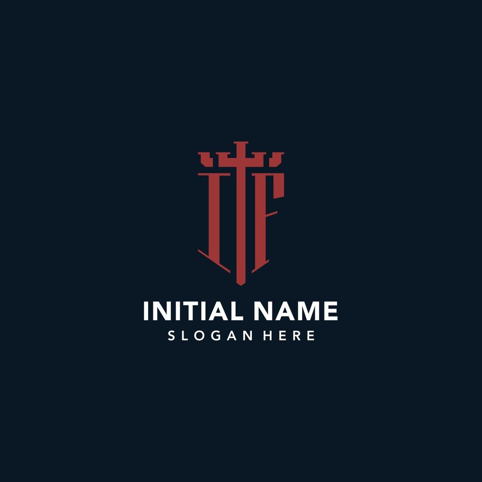 IF initial monogram logos with sword and shield shape design vector
