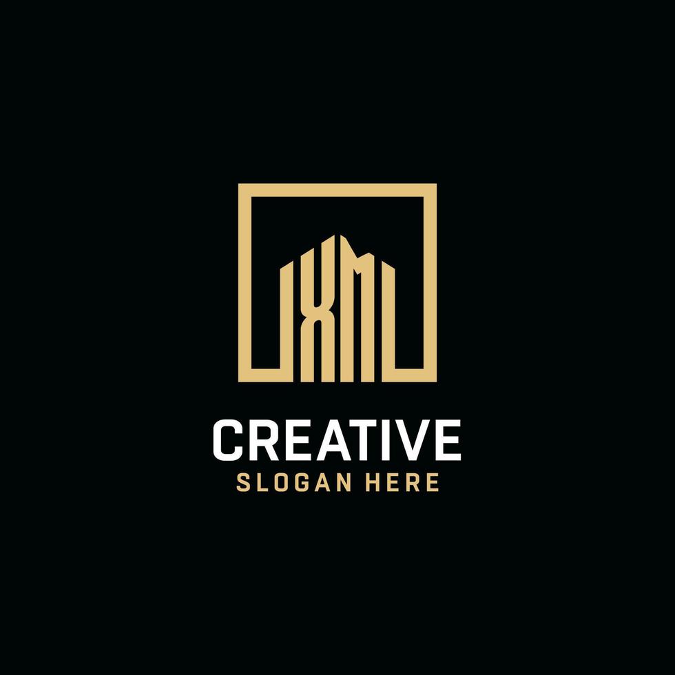 XM initial monogram logo design with square shape design ideas vector