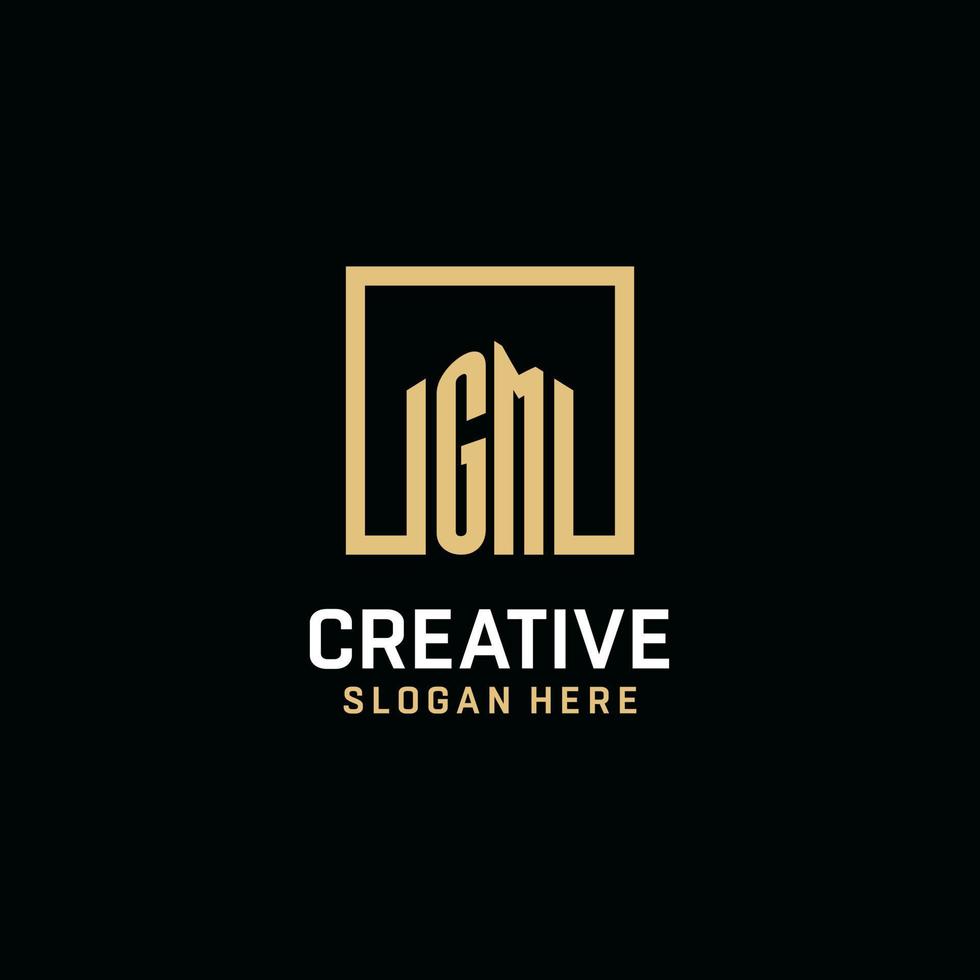 GM initial monogram logo design with square shape design ideas vector