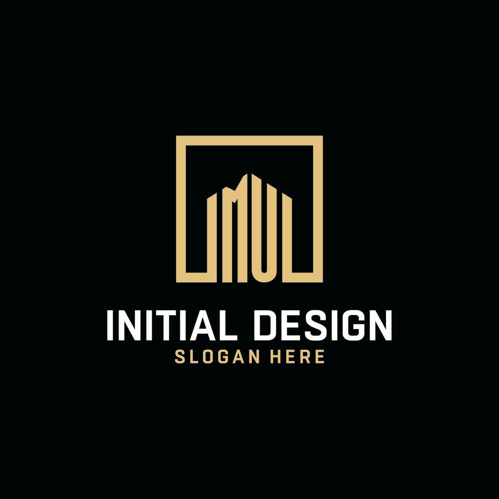 MU initial monogram logo design with square shape design ideas vector