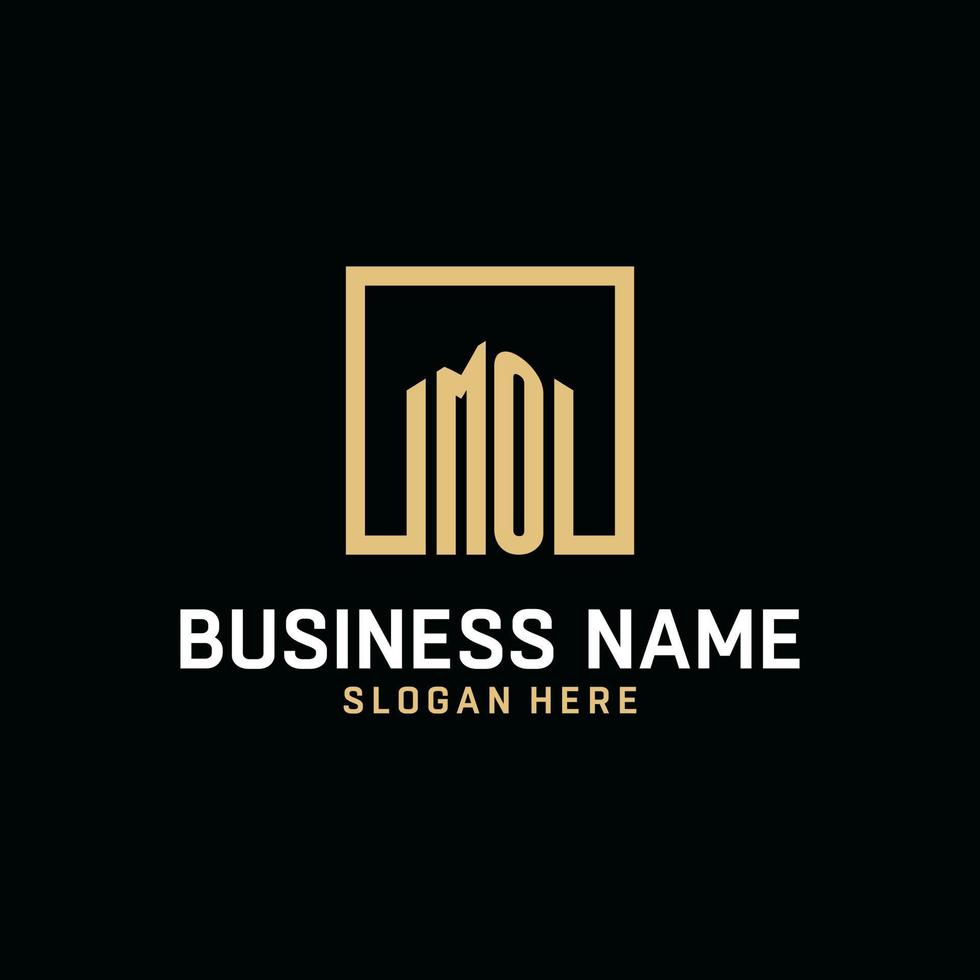MO initial monogram logo design with square shape design ideas vector