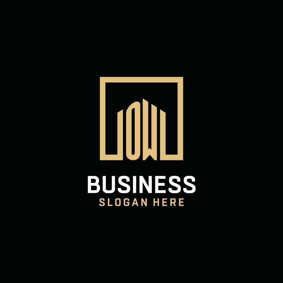 OW initial monogram logo design with square shape design ideas vector