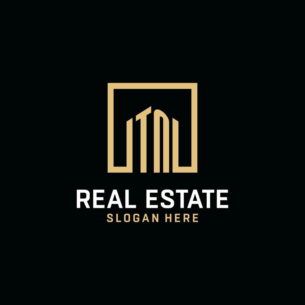 TN initial monogram logo design with square shape design ideas vector