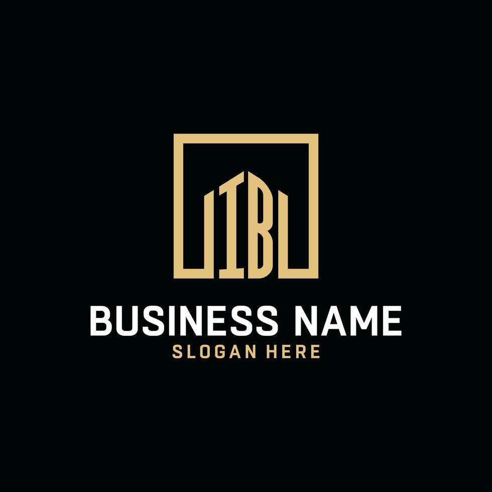 IB initial monogram logo design with square shape design ideas vector