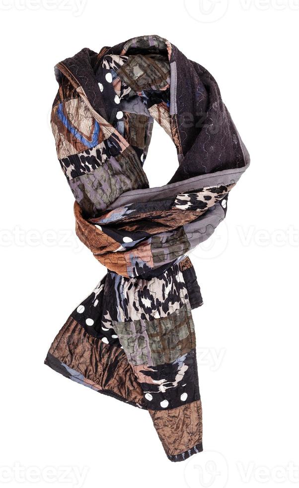 tied handmade brown patchwork scarf isolated photo