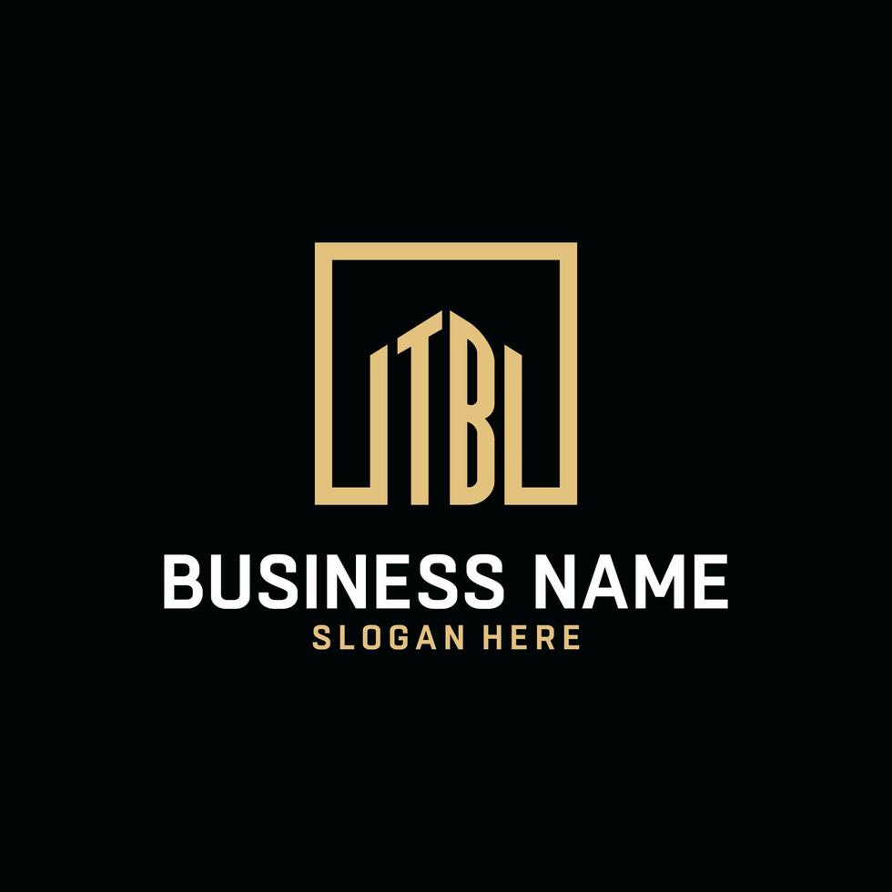TB initial monogram logo design with square shape design ideas vector