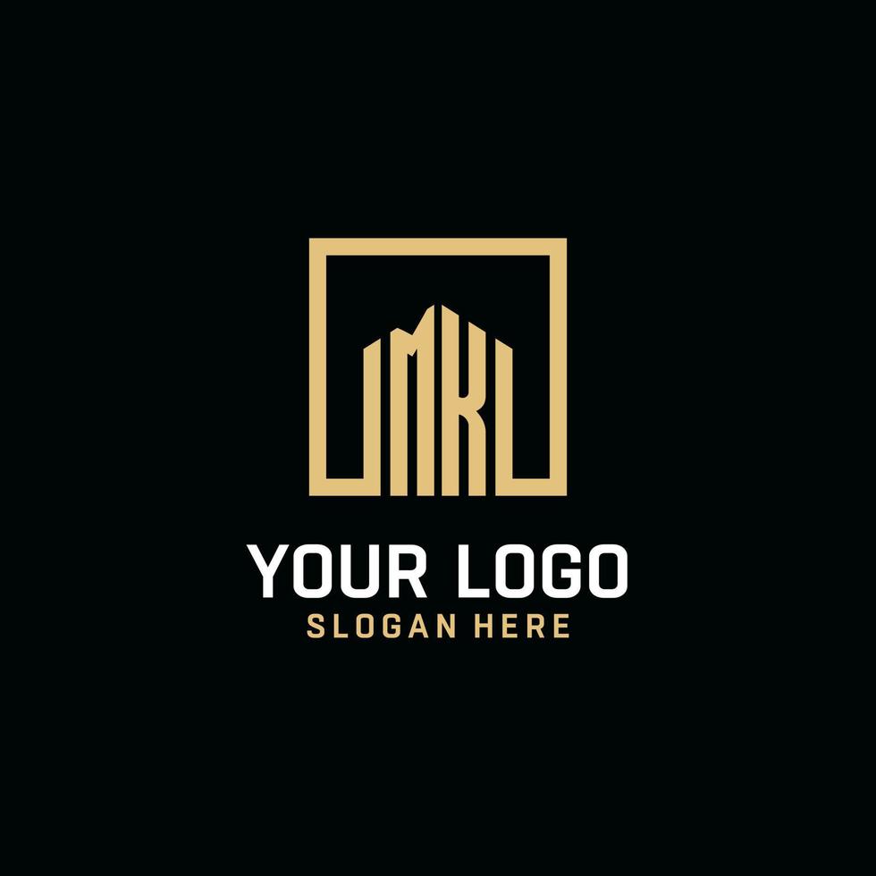 MK initial monogram logo design with square shape design ideas vector