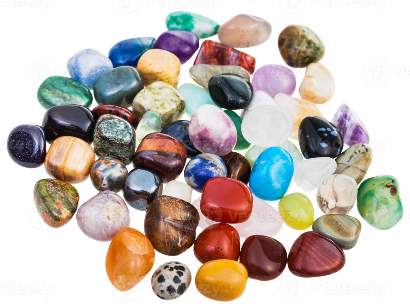 various gemstones on white background photo