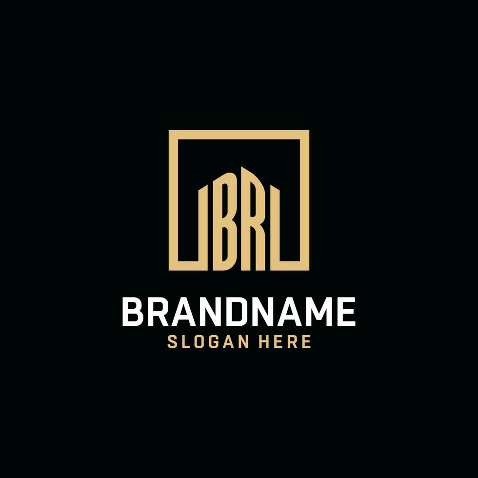 BR initial monogram logo design with square shape design ideas vector