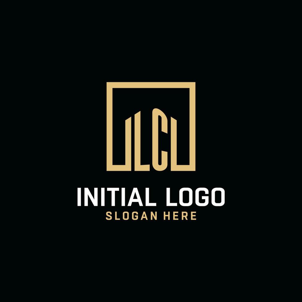 LC initial monogram logo design with square shape design ideas vector