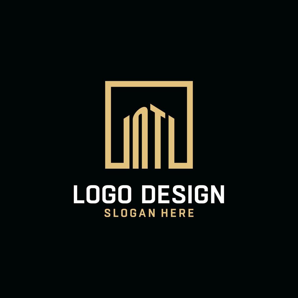 NT initial monogram logo design with square shape design ideas vector