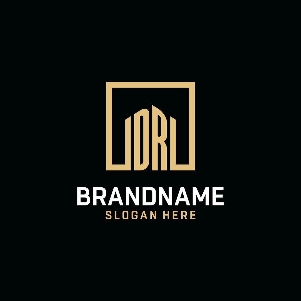 DR initial monogram logo design with square shape design ideas vector