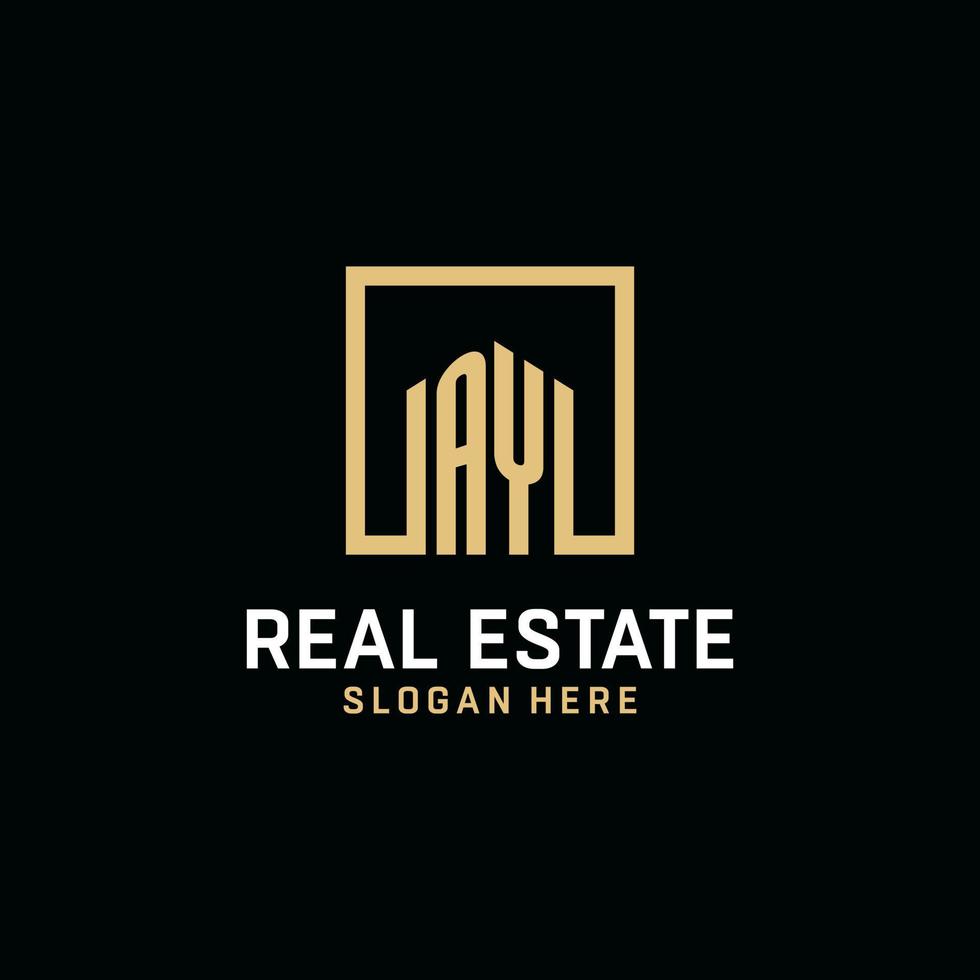 AY initial monogram logo design with square shape design ideas 12780512